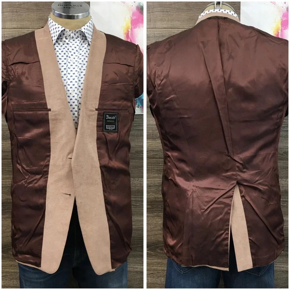 VINTAGE Mens‎ Faux Suede Blazer Sport Coat Casual Jacket Size 40R Classic Suit